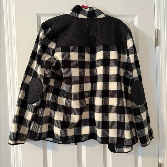 Talbots | Womens Black and White Soft Plaid Zippered Coat | Size 1X - Picture 2 of 7